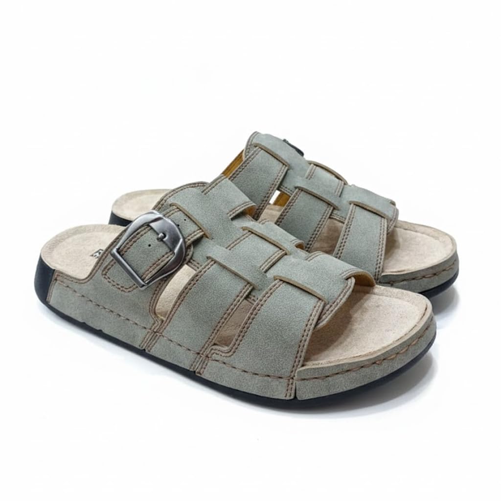 Men genuine leather slipper fashion casual look - Anti-slip  - Code M34