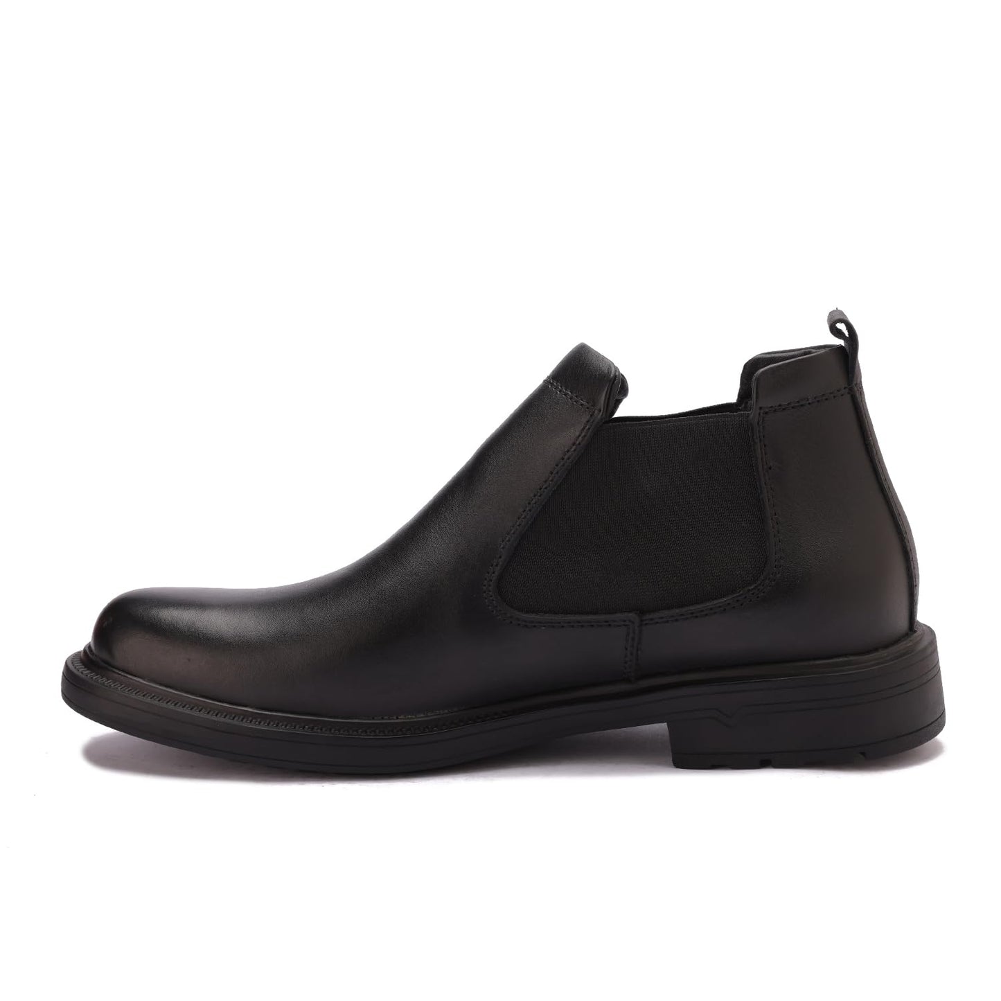 Men's genuine leather half-boot, distinctive and stylish, with a slip-resistant rubber sole.