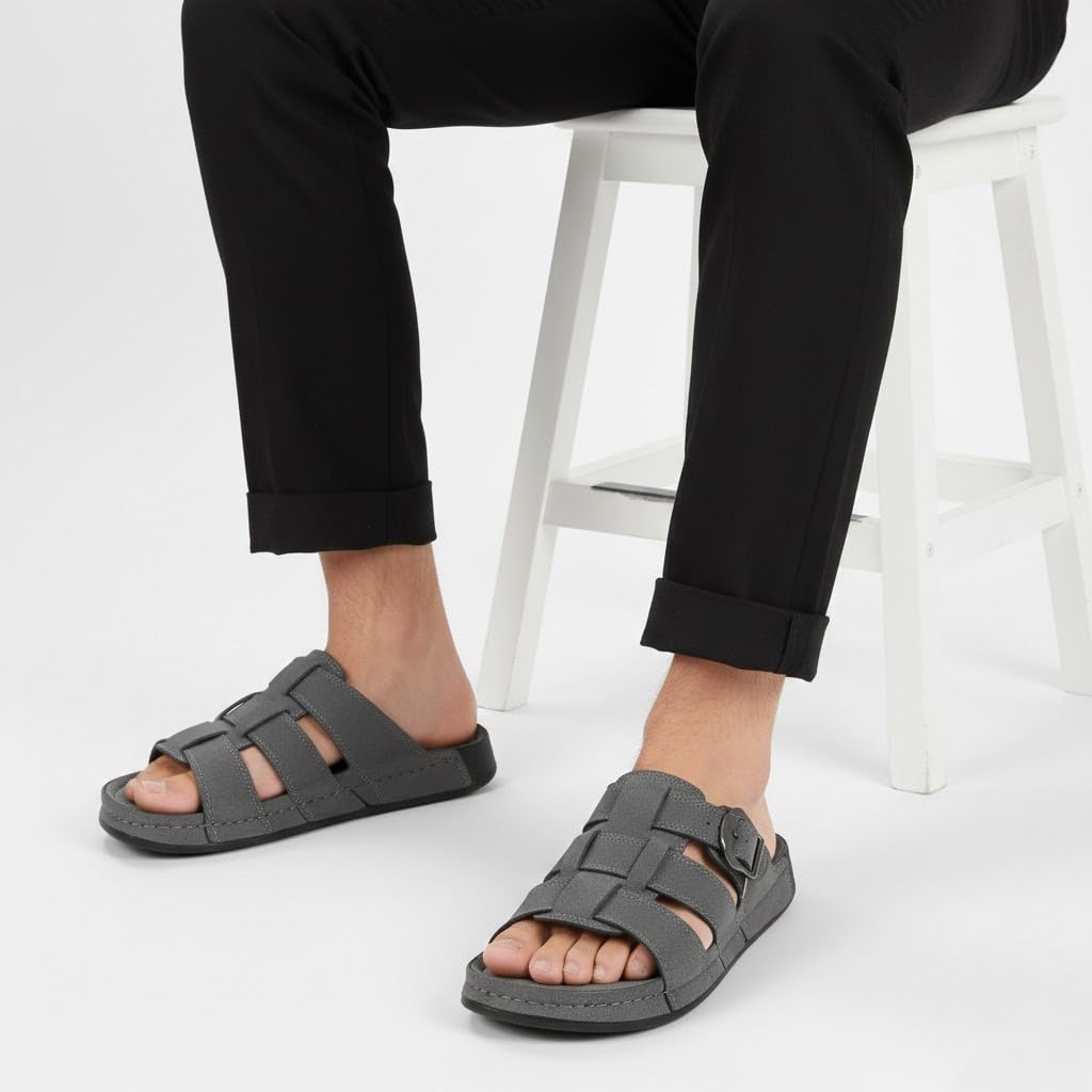 Men genuine leather slipper fashion casual look - Anti-slip  - Code M34