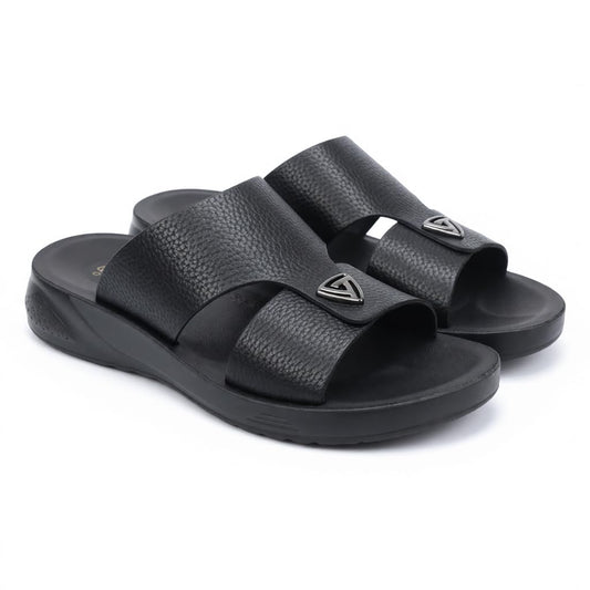 Gulf-Style Men’s Leather Slippers – Modern Design with Comfortable Anti-Slip Sole – Perfect for Daily and Summer Wear   - 706