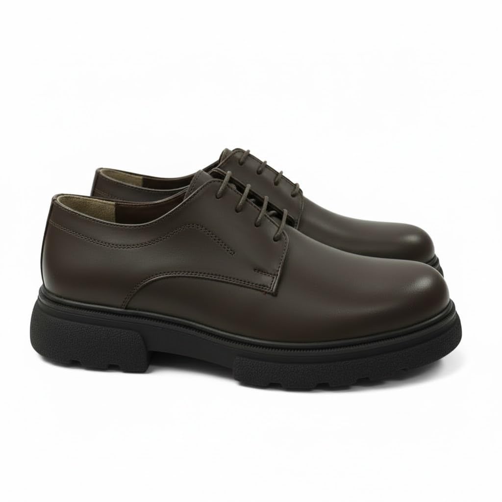 Stylish men's shoes made of genuine leather with laces and a non-slip rubber sole.