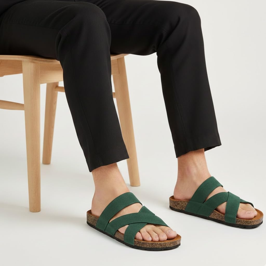 Men genuine leather slipper fashion casual look - Anti-slip  - Code 3010