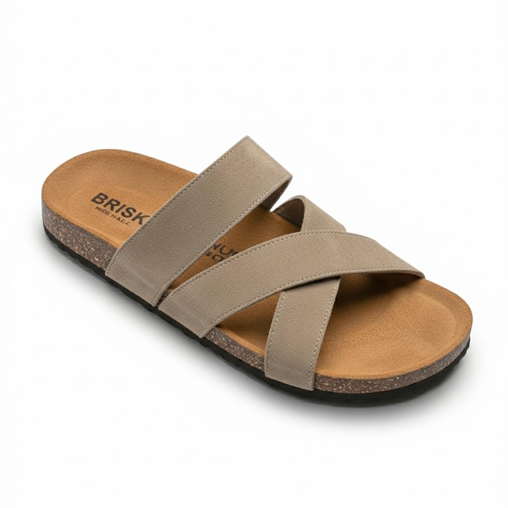 Men genuine leather slipper fashion casual look - Anti-slip  - Code 3010