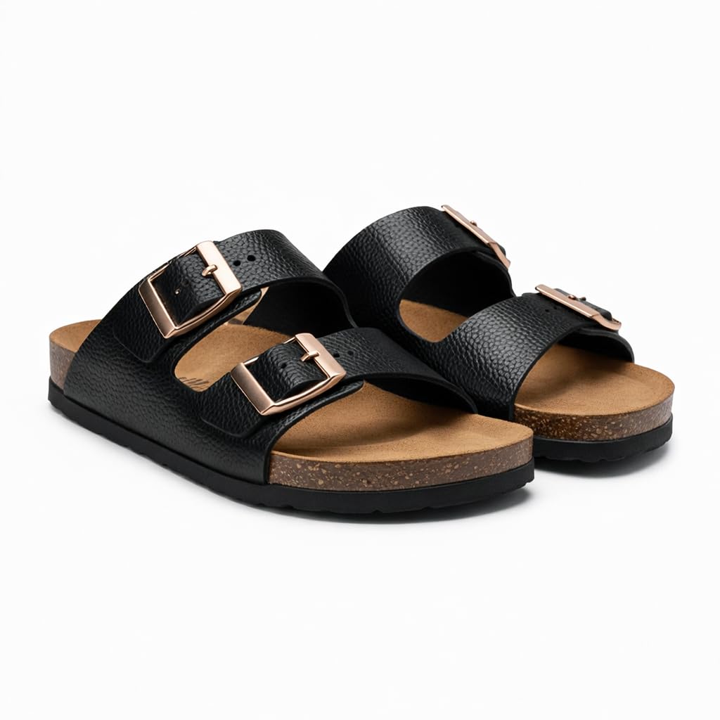 Women’s Orthopedic Slippers with Two Adjustable Straps – Comfortable Footbed Supporting the Arch and Anti-Slip Base – Modern Design for Daily and Summer Wear.