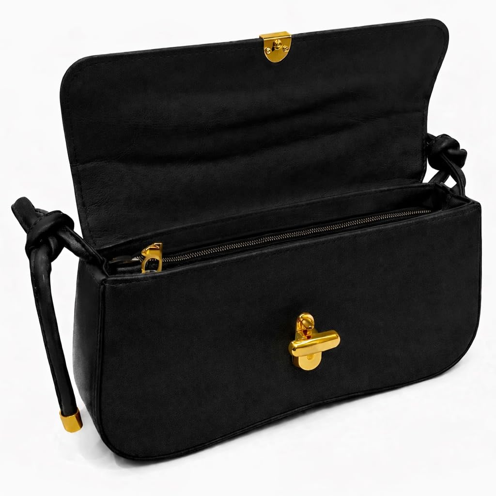 Small leather women’s handbag with a modern design and a long strap – suitable for evening events and everyday outings.