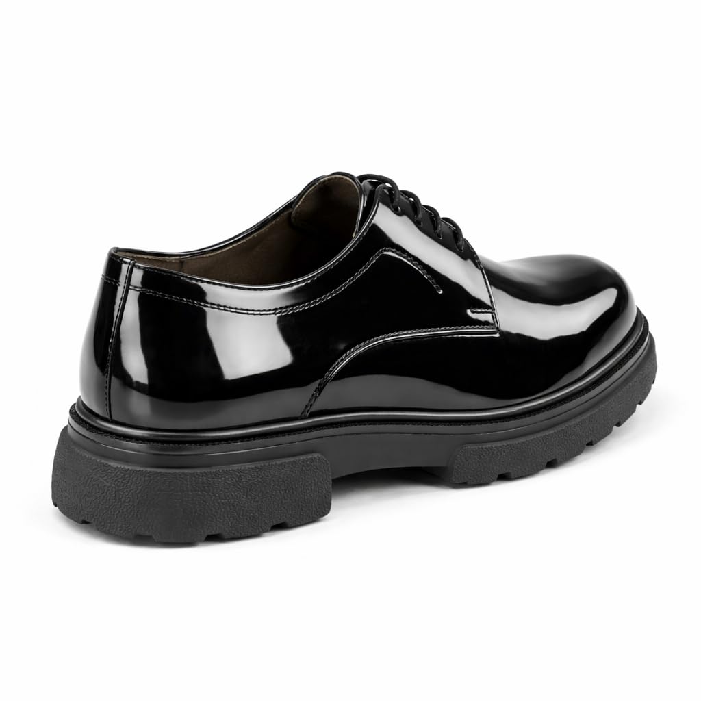 Men’s Classic Formal Shoes in Shiny Leather – Elegant Dress Shoes for Work and Formal Occasions – Comfortable Anti-Slip Sole