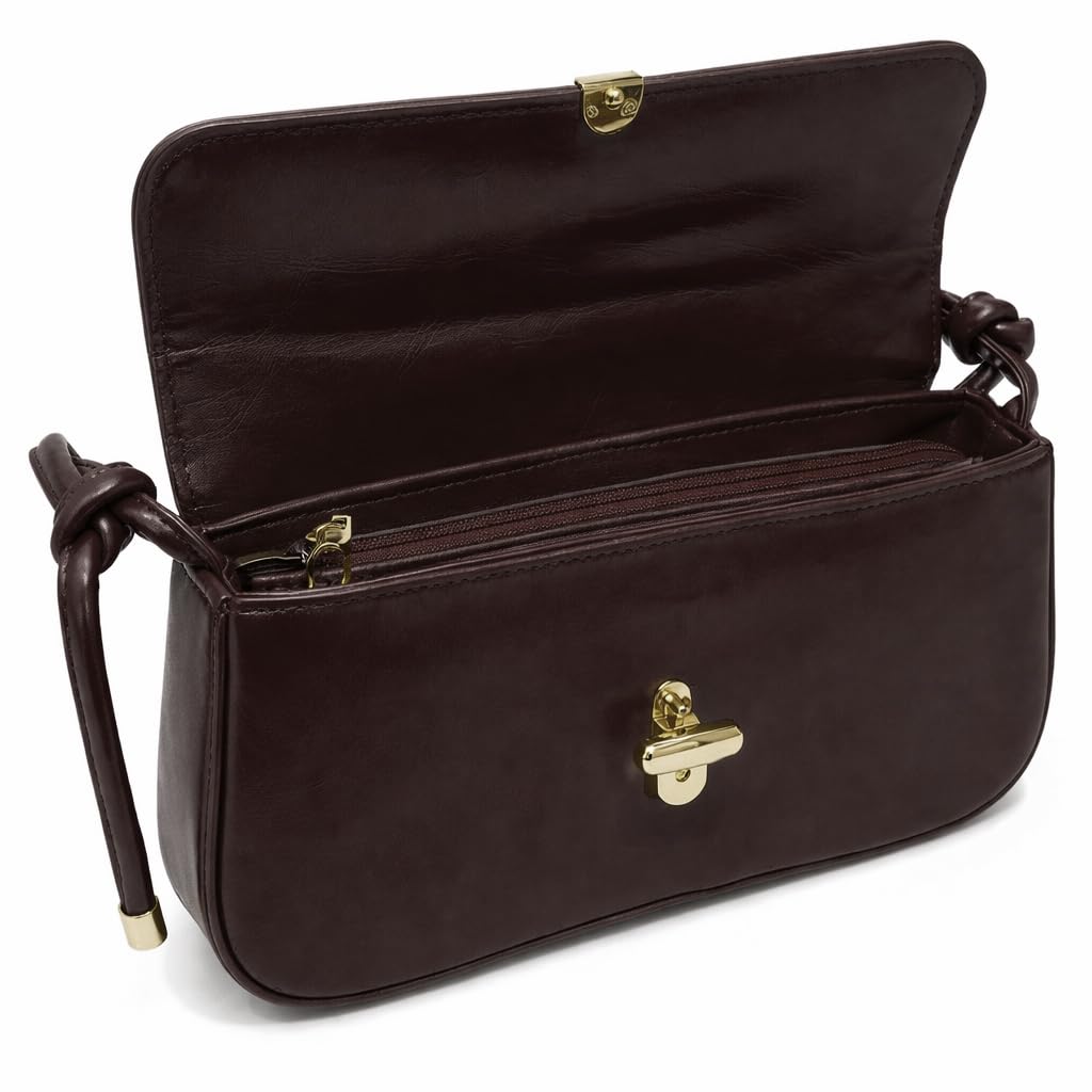 Small leather women’s handbag with a modern design and a long strap – suitable for evening events and everyday outings.