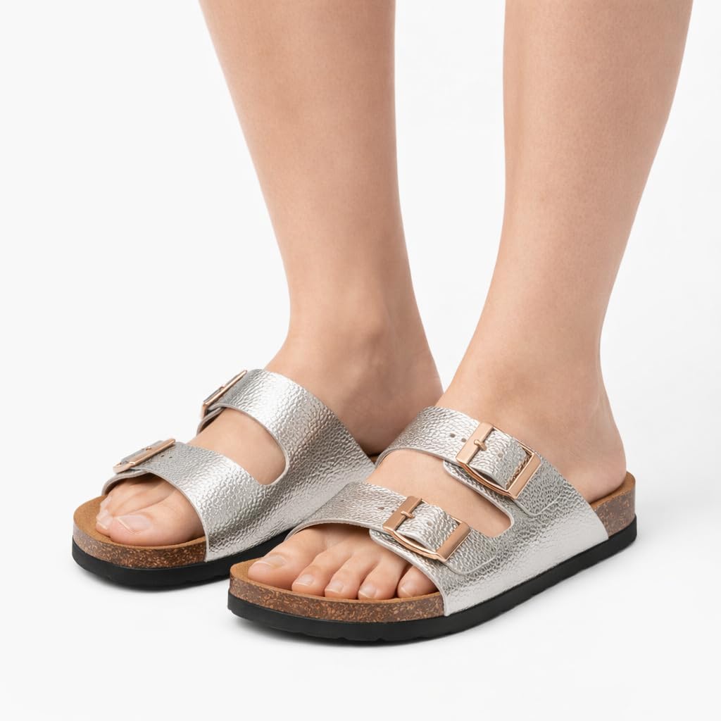 Women’s Orthopedic Slippers with Two Adjustable Straps – Comfortable Footbed Supporting the Arch and Anti-Slip Base – Modern Design for Daily and Summer Wear.