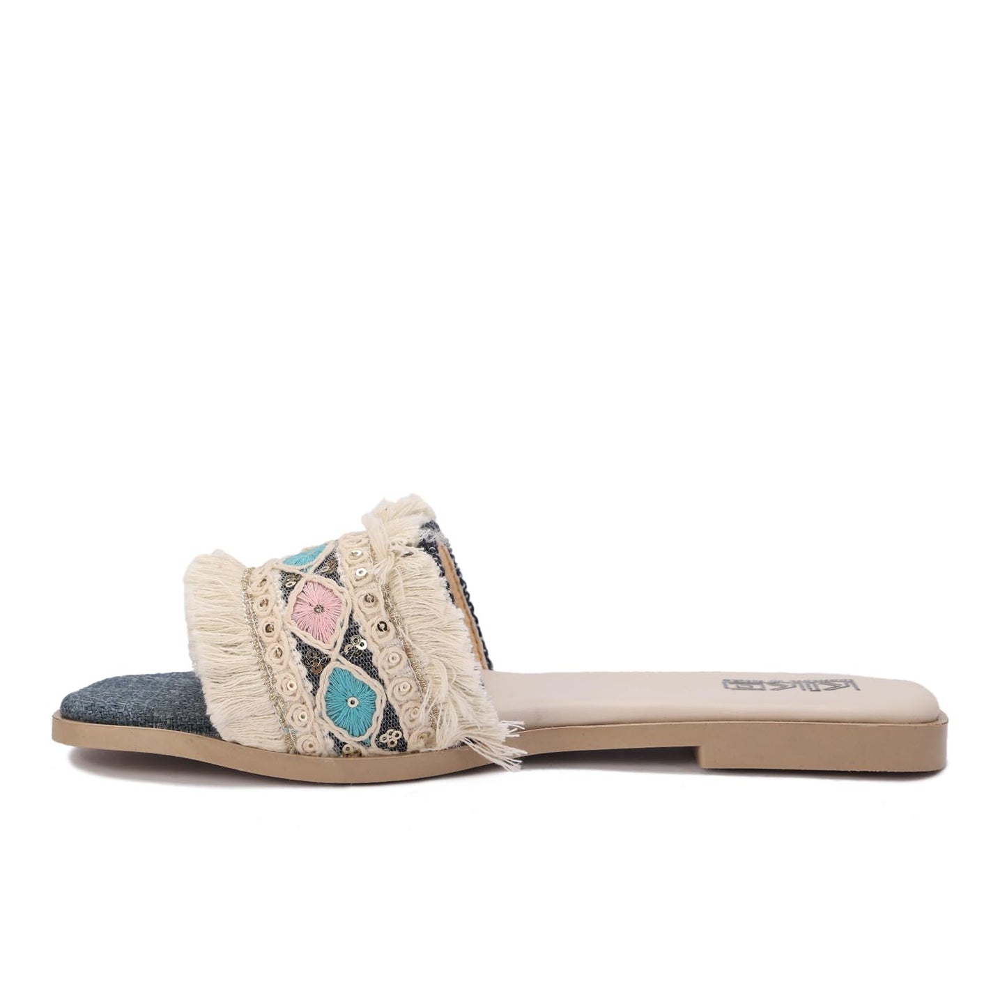 Women's summer slippers with bohemian embroidery - available in various colors and sizes