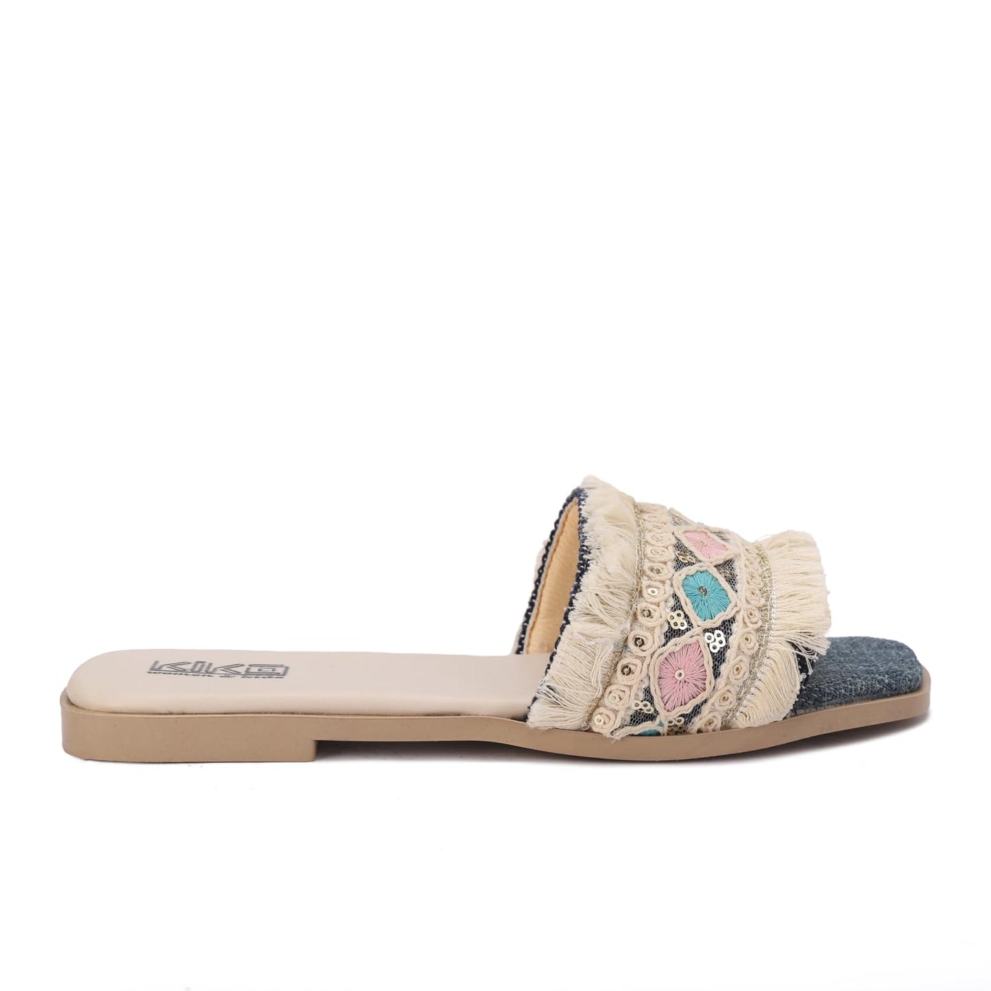 Women's summer slippers with bohemian embroidery - available in various colors and sizes