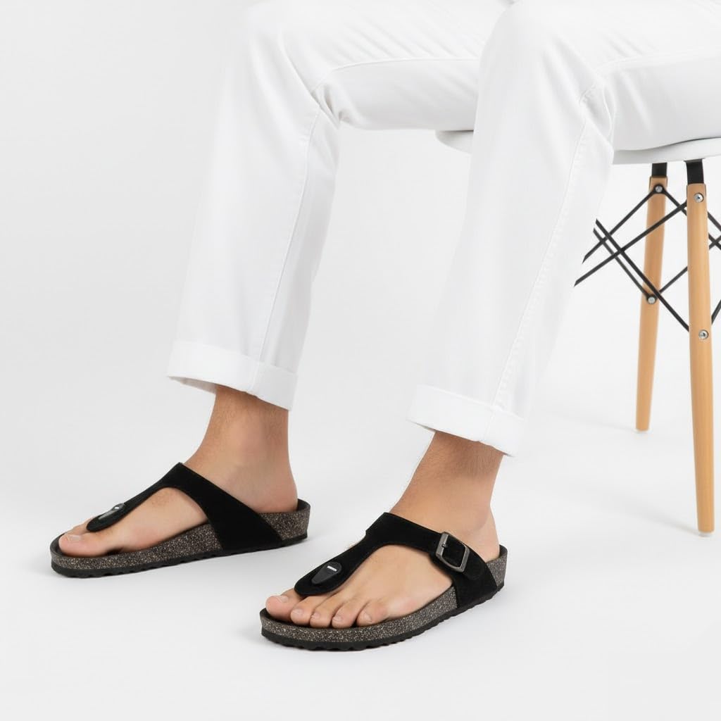 Men genuine leather slipper fashion casual look - Anti-slip  - Code 3000