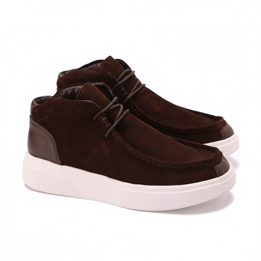 Men's elegant lace-up shoes made of genuine suede leather - equipped with a comfortable Turkish rubber sole