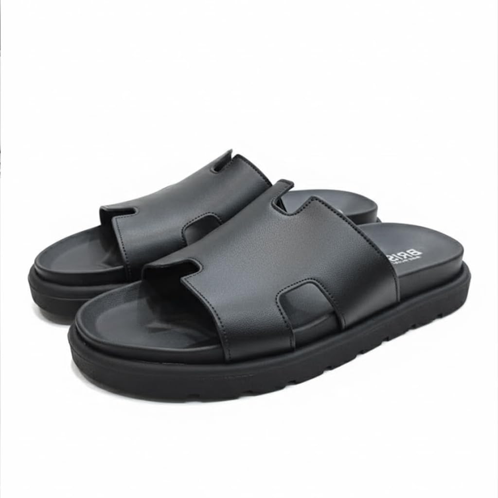 Men genuine leather slipper fashion casual look - Anti-slip  - Code 5000