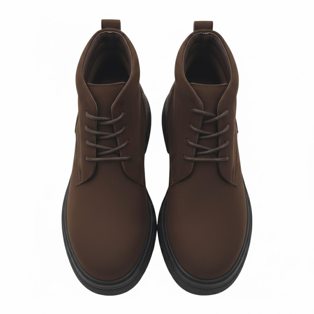 Men's elegant lace-up ankle boots made of suede - equipped with a comfortable Turkish rubber sole