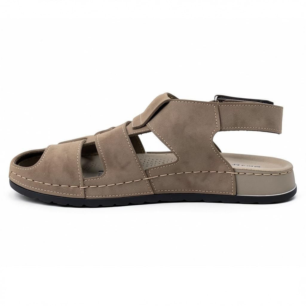 Men’s genuine leather comfortable Okonami sandals — classic design with ventilation openings — lightweight orthopedic sole  - B011