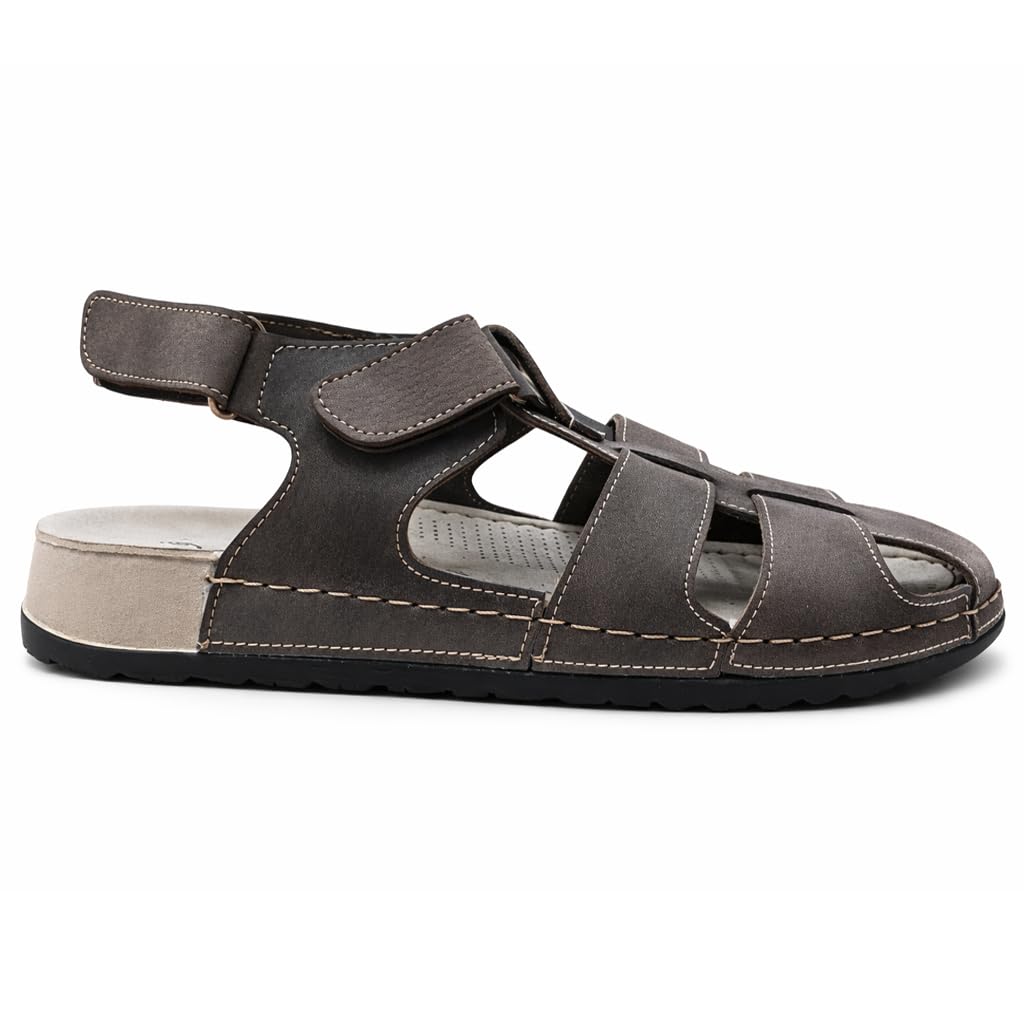 Men’s genuine leather comfortable Okonami sandals — classic design with ventilation openings — lightweight orthopedic sole  - B011