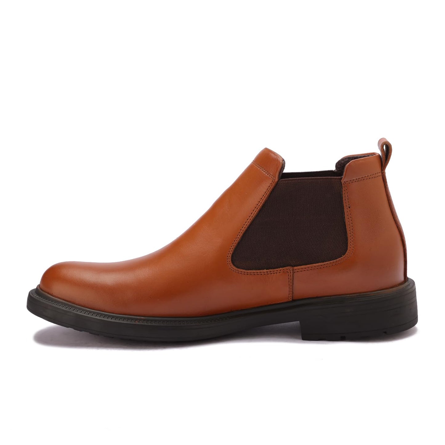 Men's genuine leather half-boot, distinctive and stylish, with a slip-resistant rubber sole.