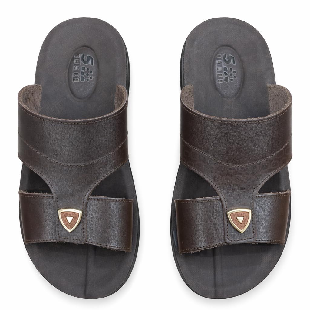 Gulf-Style Men’s Leather Slippers – Modern Design with Comfortable Anti-Slip Sole – Perfect for Daily and Summer Wear  - 708