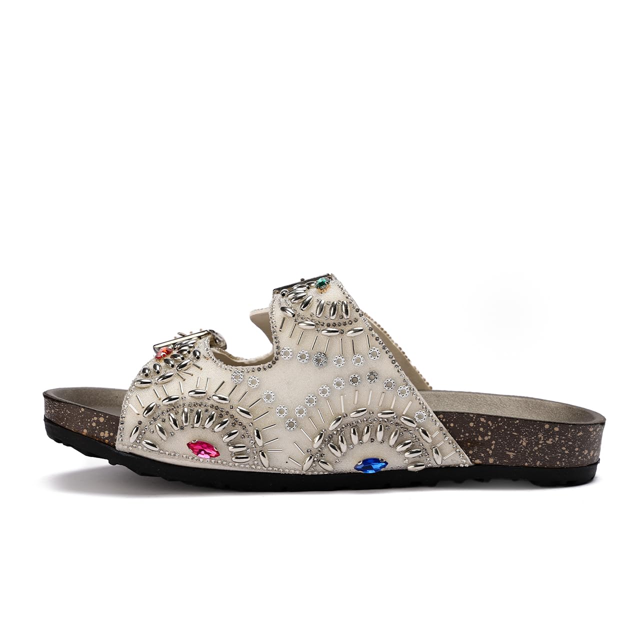 Elegant women's slippers with a luxurious design and sparkling stones - non-slip orthopedic sole