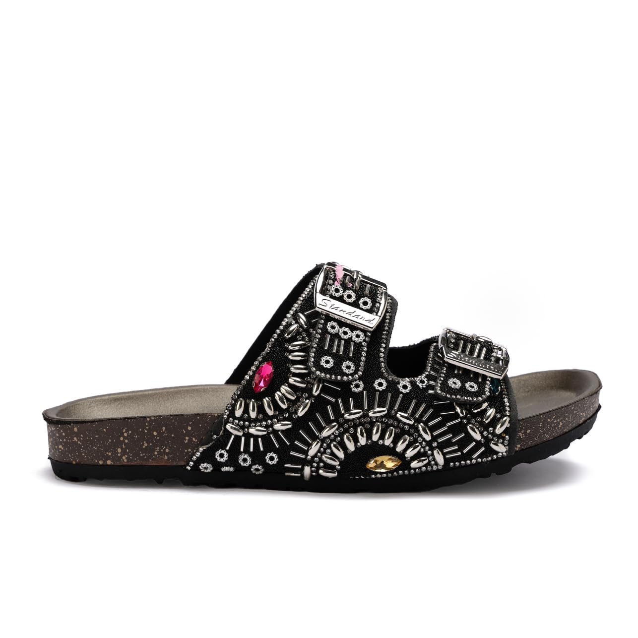 Elegant women's slippers with a luxurious design and sparkling stones - non-slip orthopedic sole