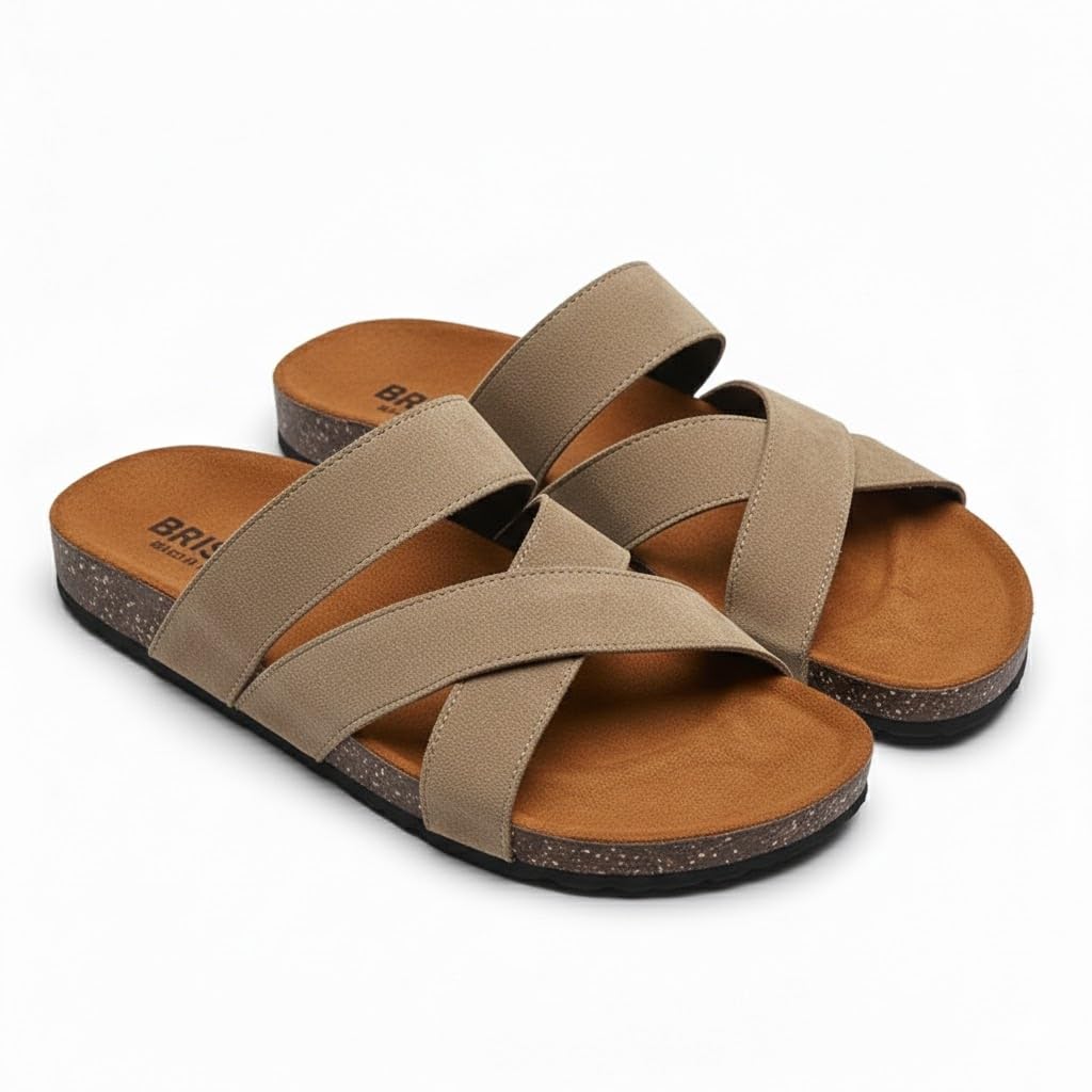 Men genuine leather slipper fashion casual look - Anti-slip  - Code 3010