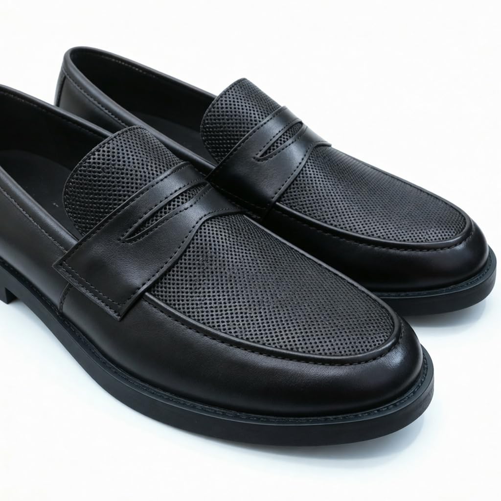 Men’s black leather loafers – formal elegance with a modern touch and a comfortable sole for all-day walking.   - X11