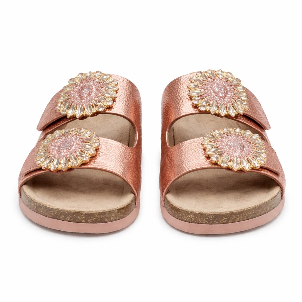 Luxury women’s slippers adorned with a sparkling crystal accessory – summer style with a cushioned sole and elegant classic design, perfect for daily outings and special occasions.  - BK 18