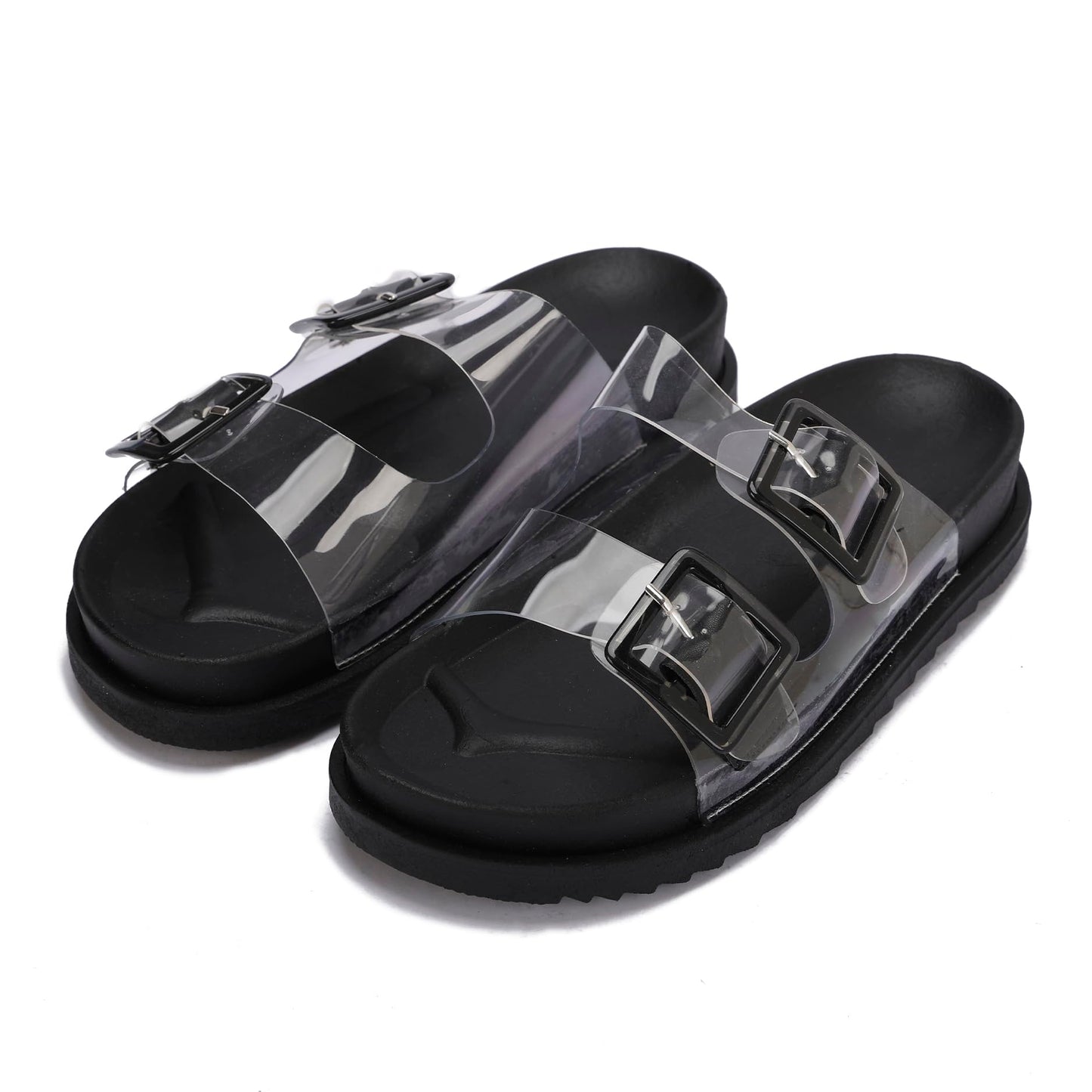 Women's summer slippers with a double-layered design and stylish buckle – the perfect blend of comfort and elegance