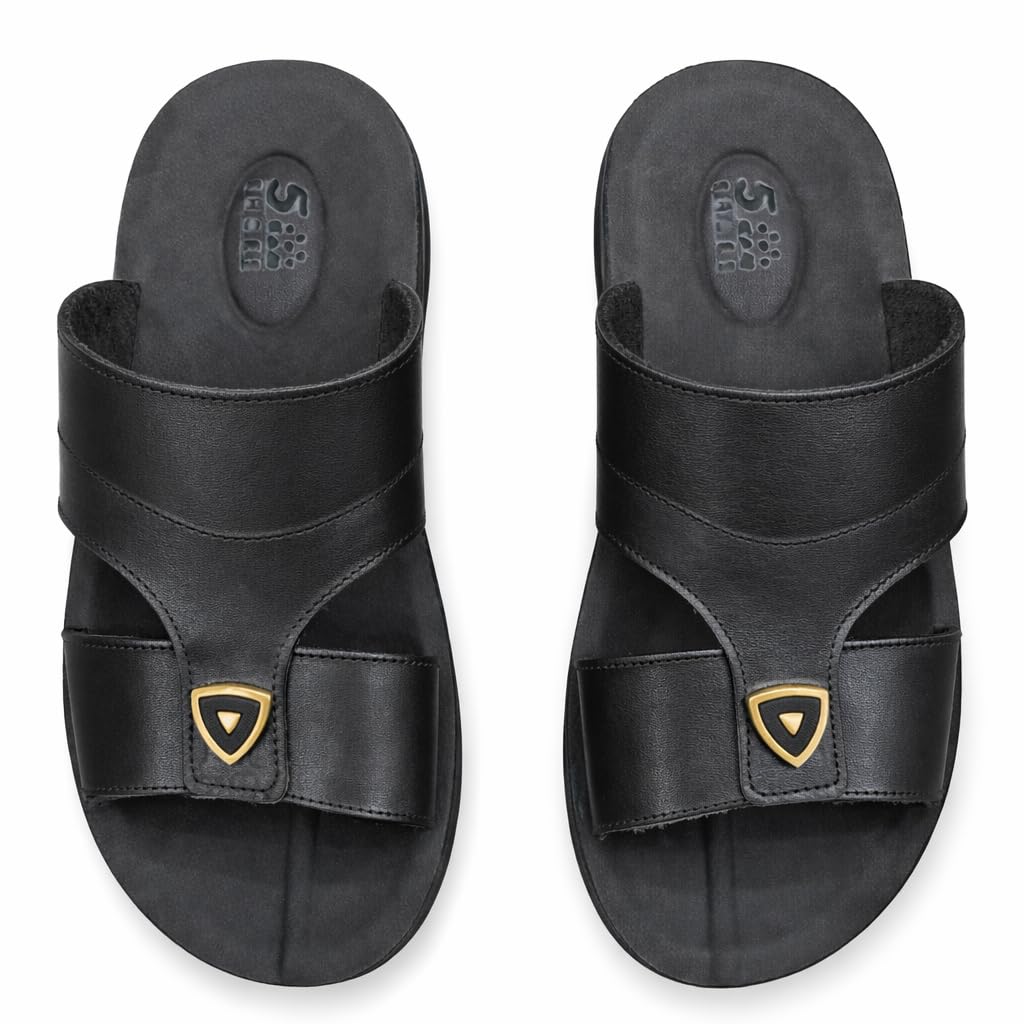 Gulf-Style Men’s Leather Slippers – Modern Design with Comfortable Anti-Slip Sole – Perfect for Daily and Summer Wear  - 708