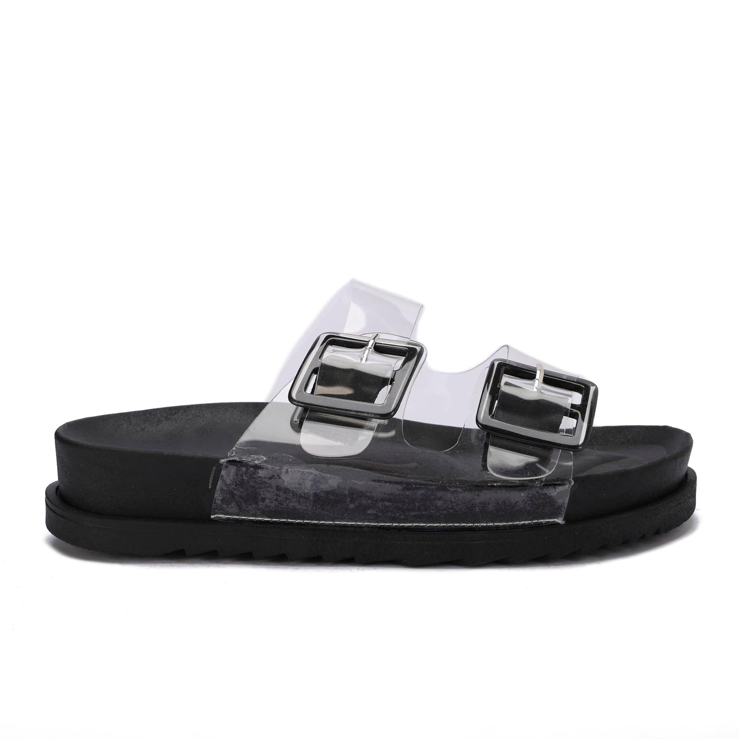 Women's summer slippers with a double-layered design and stylish buckle – the perfect blend of comfort and elegance
