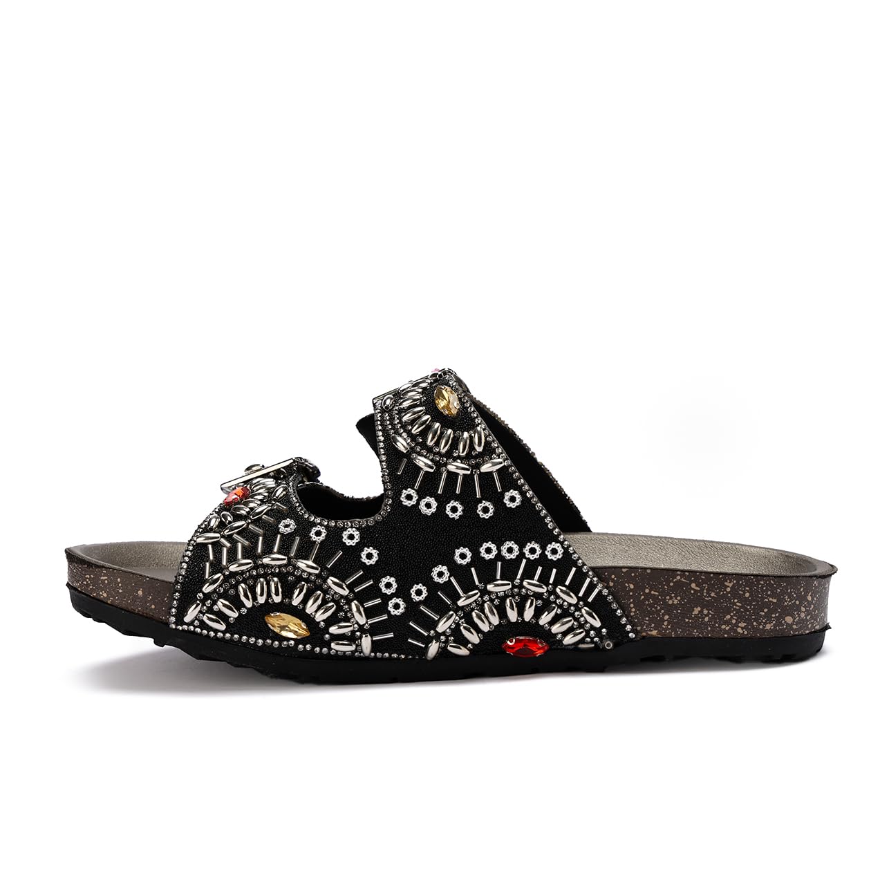 Elegant women's slippers with a luxurious design and sparkling stones - non-slip orthopedic sole
