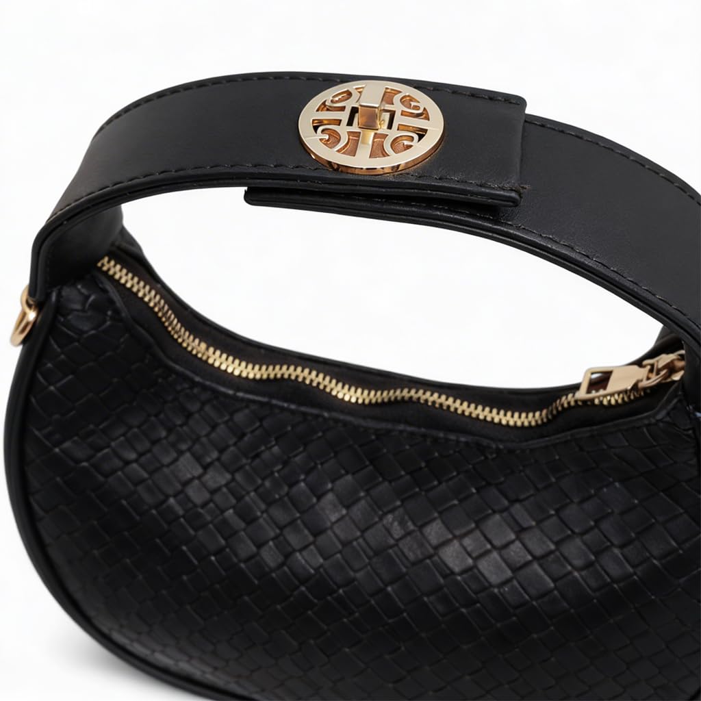Luxurious  women’s shoulder bag with a woven leather pattern, featuring a top zipper and a comfortable strap – suitable for daily outings and evening events.