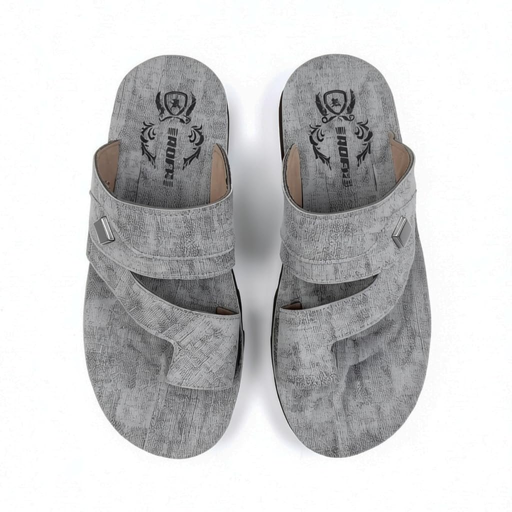 Men’s black leather slippers – modern, comfortable design with high-quality material and a cushioned orthopedic sole – perfect for daily use and errands.   - 2005