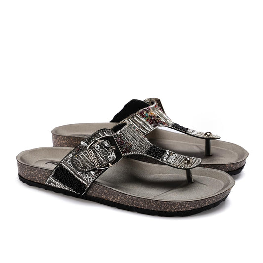 Stylish and comfortable women's slippers with a luxurious design and sparkling stones - orthopedic, slip-resistant sole