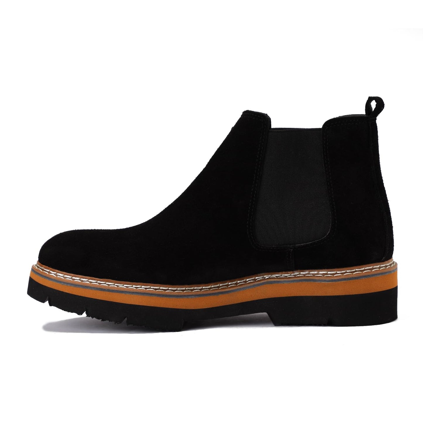 Stylish and distinctive men's half-boots made of suede with a slip-resistant rubber sole.