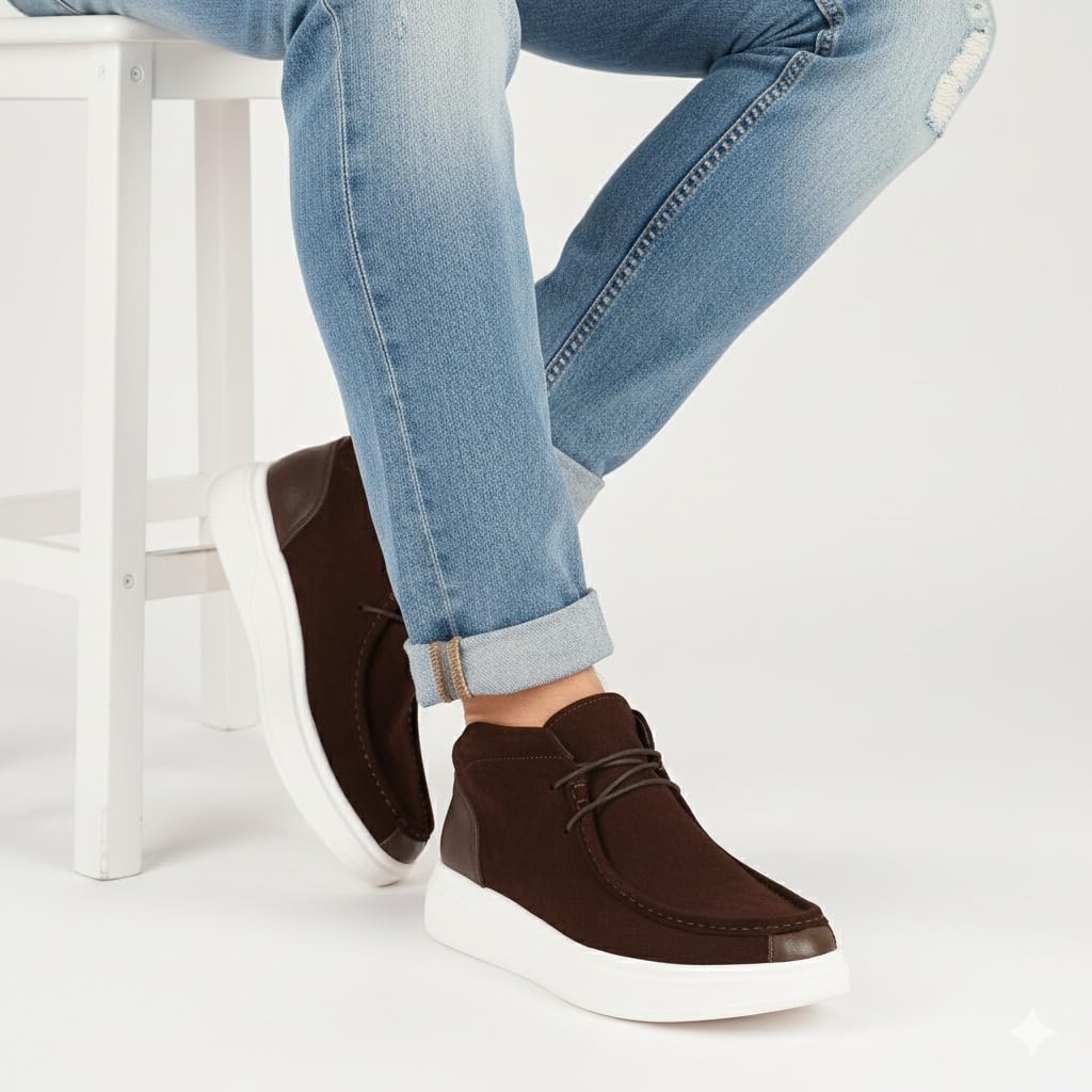 Men's elegant lace-up shoes made of genuine suede leather - equipped with a comfortable Turkish rubber sole