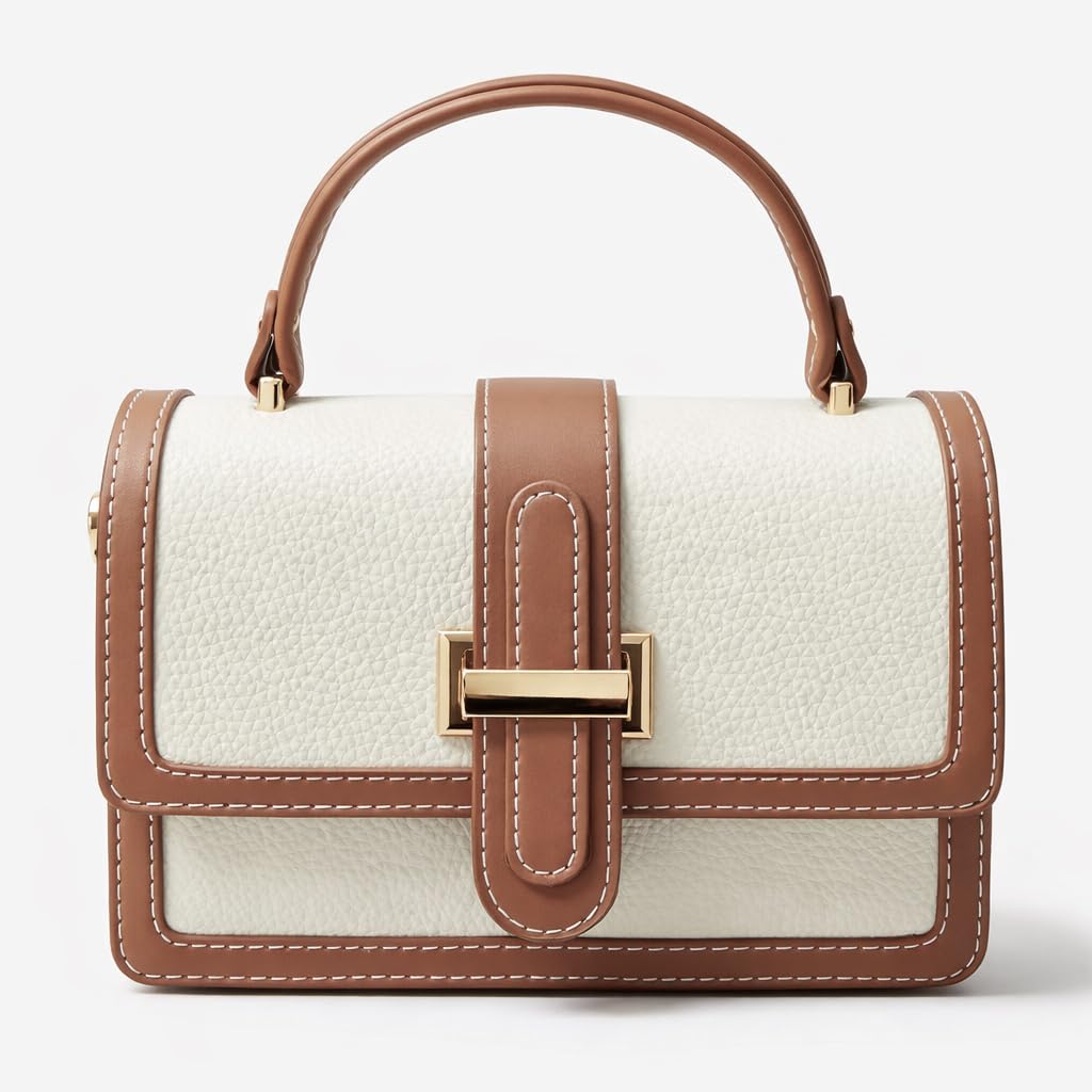 Red leather women’s handbag with a distinctive design, featuring a gold metal buckle and a top handle — suitable for work and special occasions.