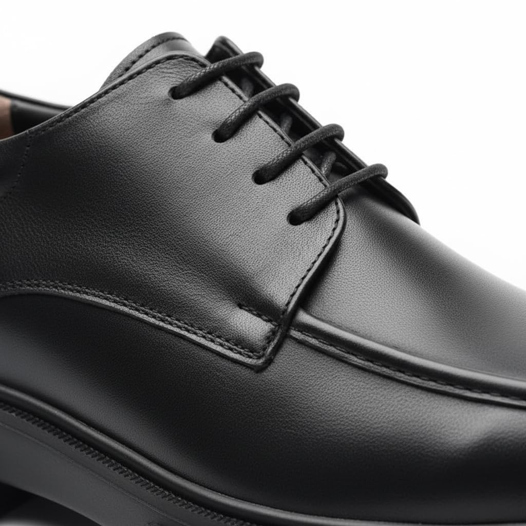 Men’s formal black leather shoes – elegant Derby design with a thick, comfortable, and slip-resistant sole | perfect for work and special occasions.   - 619