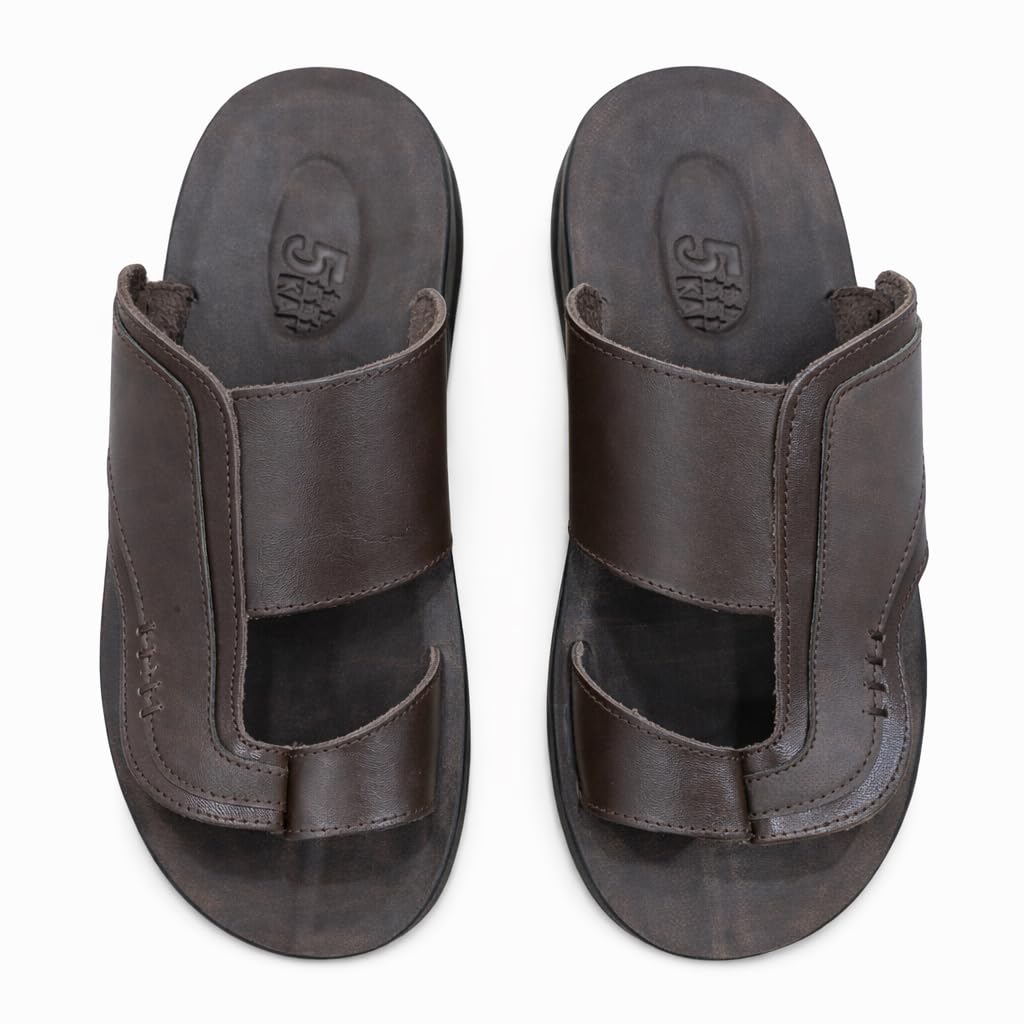 Men’s Gulf-Style Leather Slippers – Black, Modern Comfortable Design with High-Quality Leather and Padded Orthopedic Sole – Perfect for Daily Use and Outings   M43