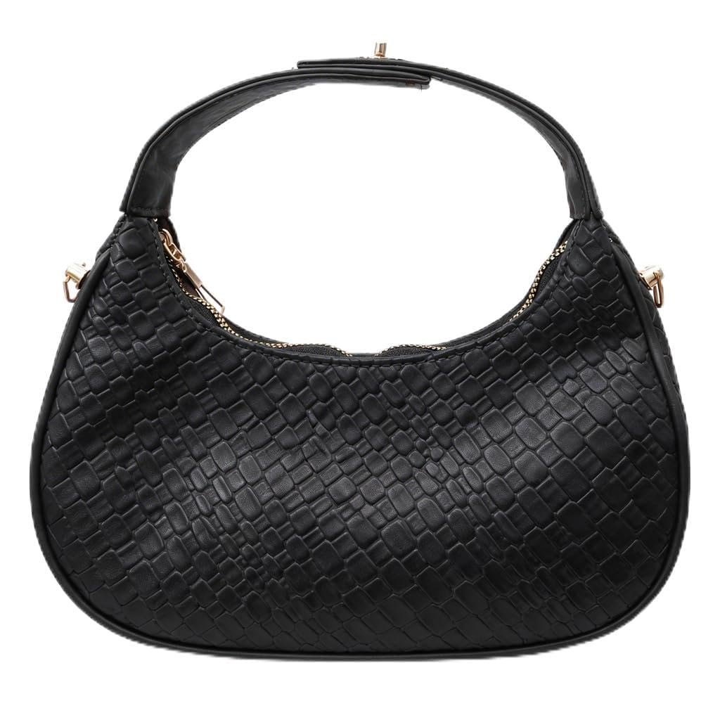 Luxurious  women’s shoulder bag with a woven leather pattern, featuring a top zipper and a comfortable strap – suitable for daily outings and evening events.