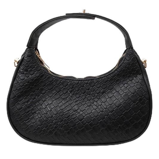 Luxurious  women’s shoulder bag with a woven leather pattern, featuring a top zipper and a comfortable strap – suitable for daily outings and evening events.