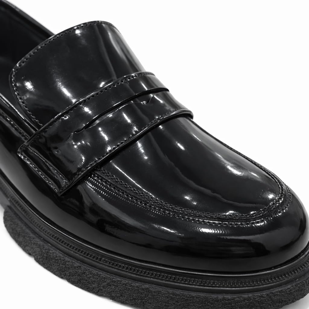 Men’s Formal Loafer Shoes in Shiny Leather – Classic Slip-On Dress Shoes for Work and Occasions – Anti-Slip Sole –
