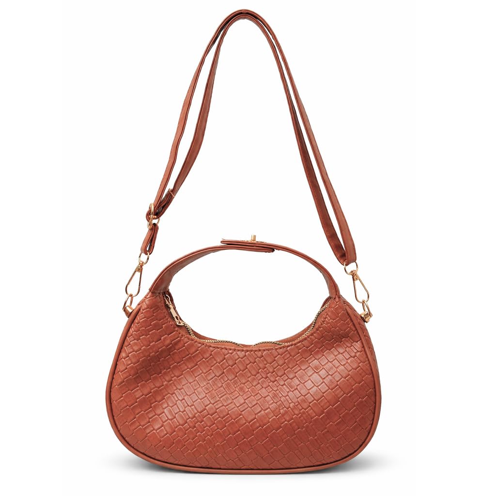 Luxurious  women’s shoulder bag with a woven leather pattern, featuring a top zipper and a comfortable strap – suitable for daily outings and evening events.