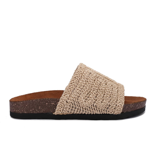 Women's slippers with a comfortable heel and stylish fabric strap