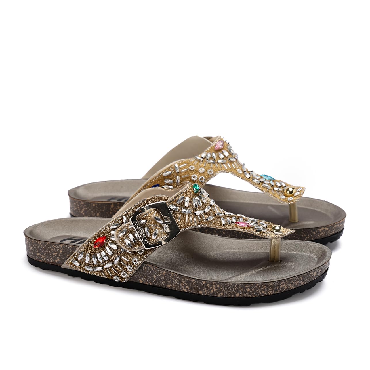 Stylish and comfortable women's slippers with a luxurious design and sparkling stones - orthopedic, slip-resistant sole