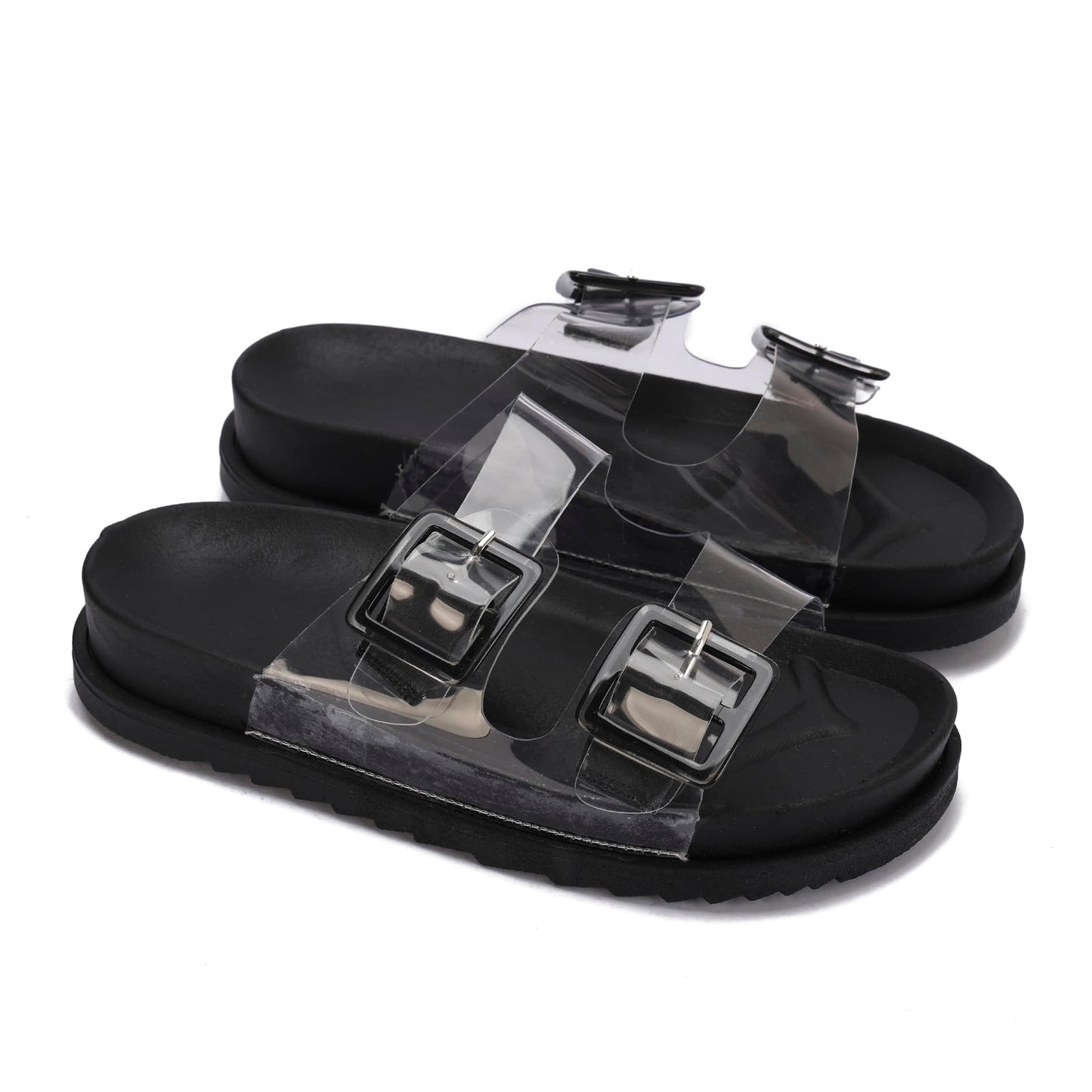 Women's summer slippers with a double-layered design and stylish buckle – the perfect blend of comfort and elegance