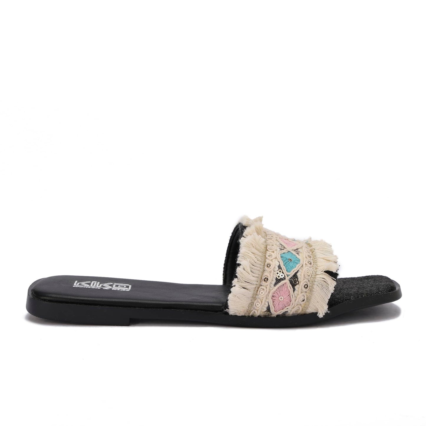 Women's summer slippers with bohemian embroidery - available in various colors and sizes