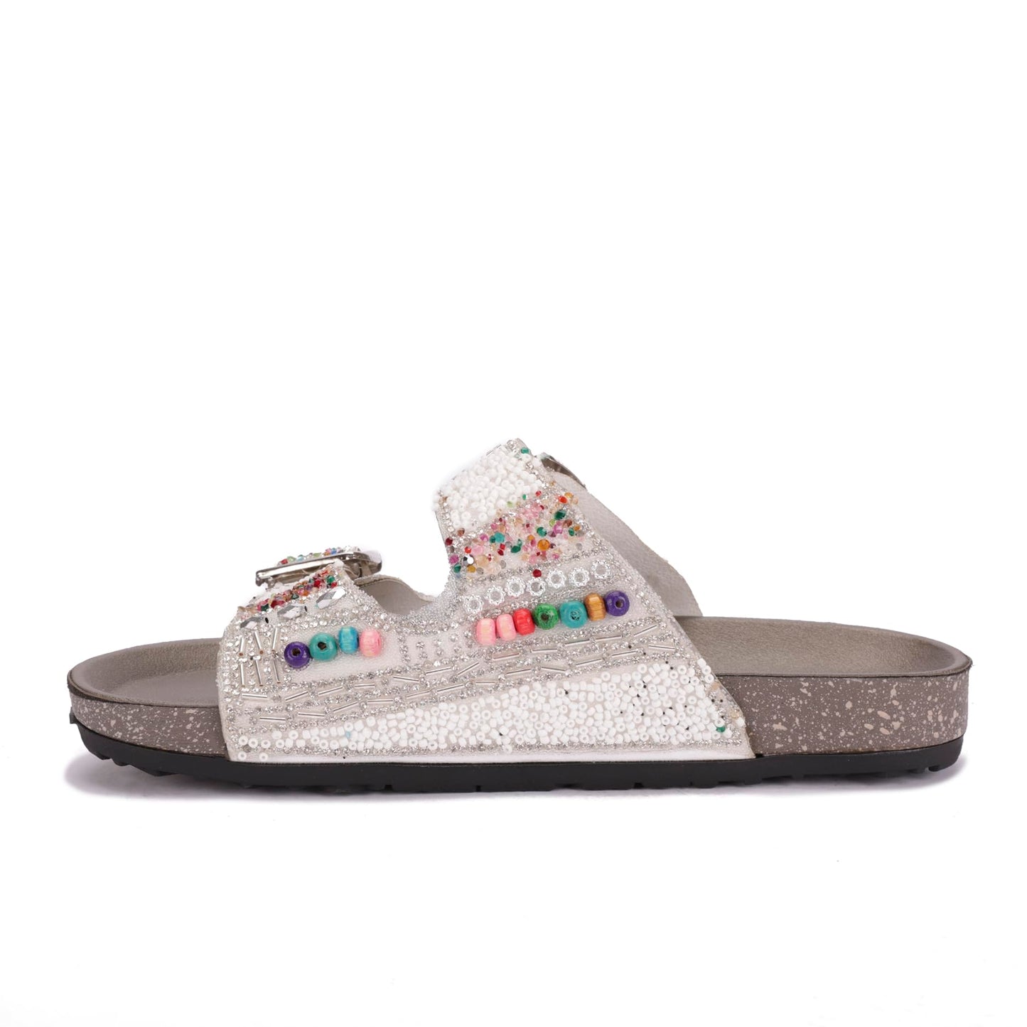 Women's decorative slippers with double straps – comfortable and stylish design