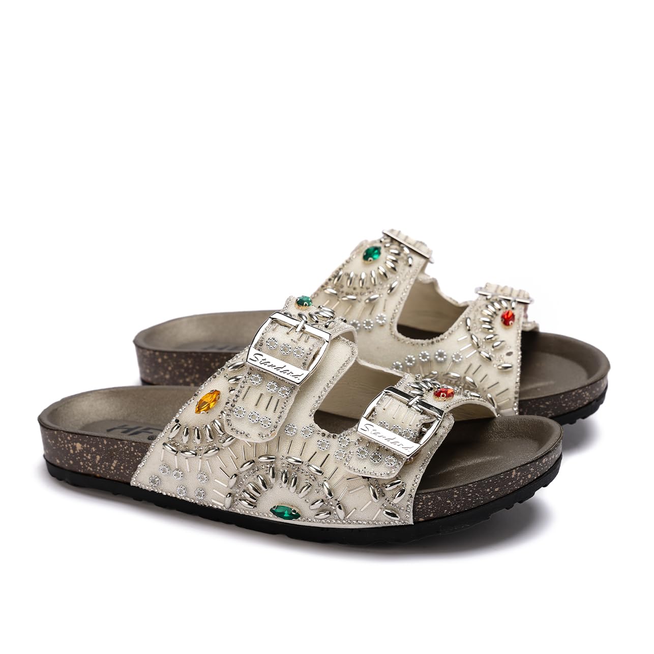 Elegant women's slippers with a luxurious design and sparkling stones - non-slip orthopedic sole
