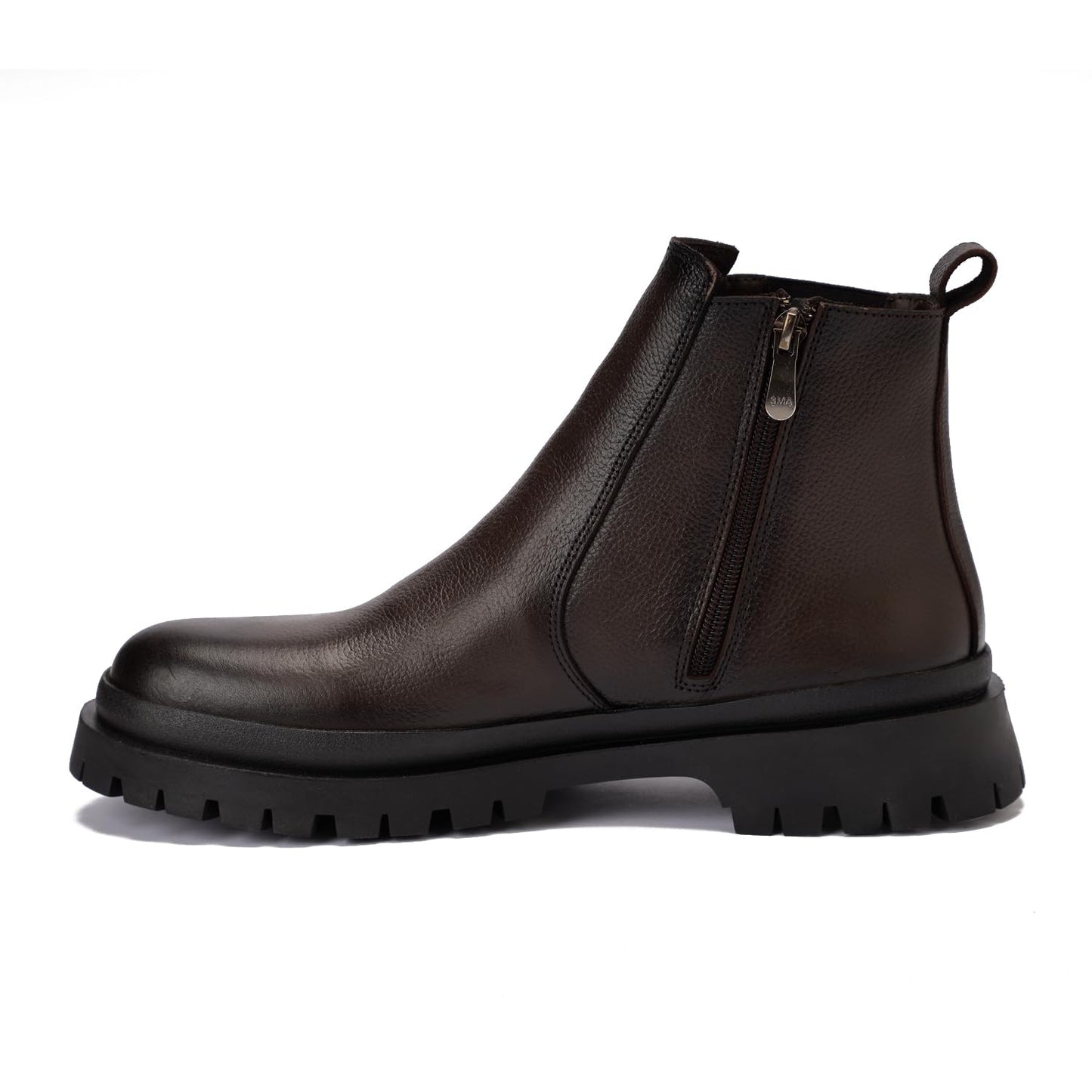 Men's half-boot with a distinctive zipper, made of elegant genuine leather with a slip-resistant Turkish rubber sole.